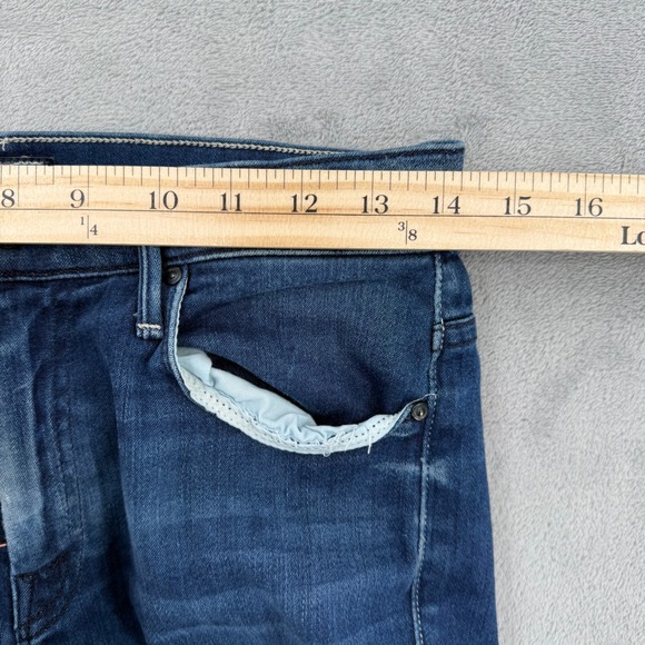 Mother The Hustler Ankle Fray Jeans Blue High Rise Flare Women's Sz 28 - Picture 15 of 16